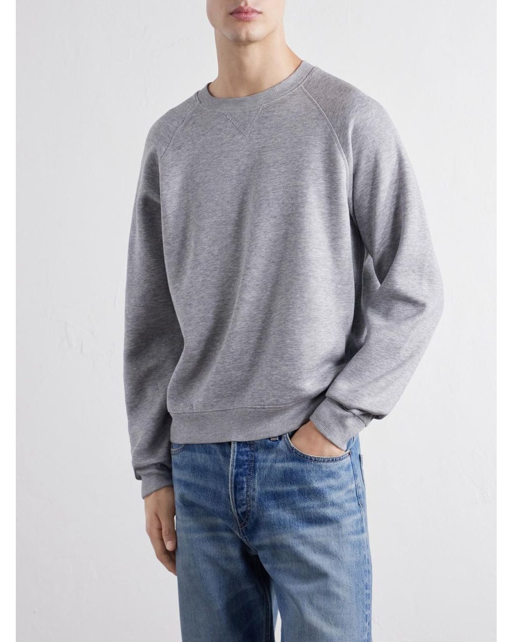 Totême Gray Cotton And Silk-Blend Jersey Sweater for men