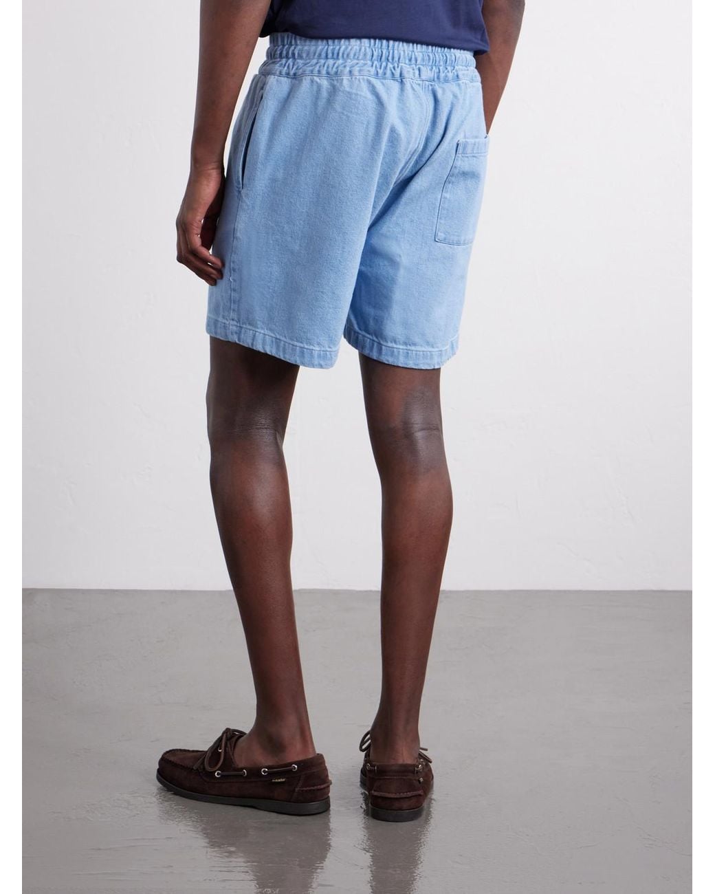 Portuguese Flannel Blue Straight-leg Denim Drawstring Shorts for men