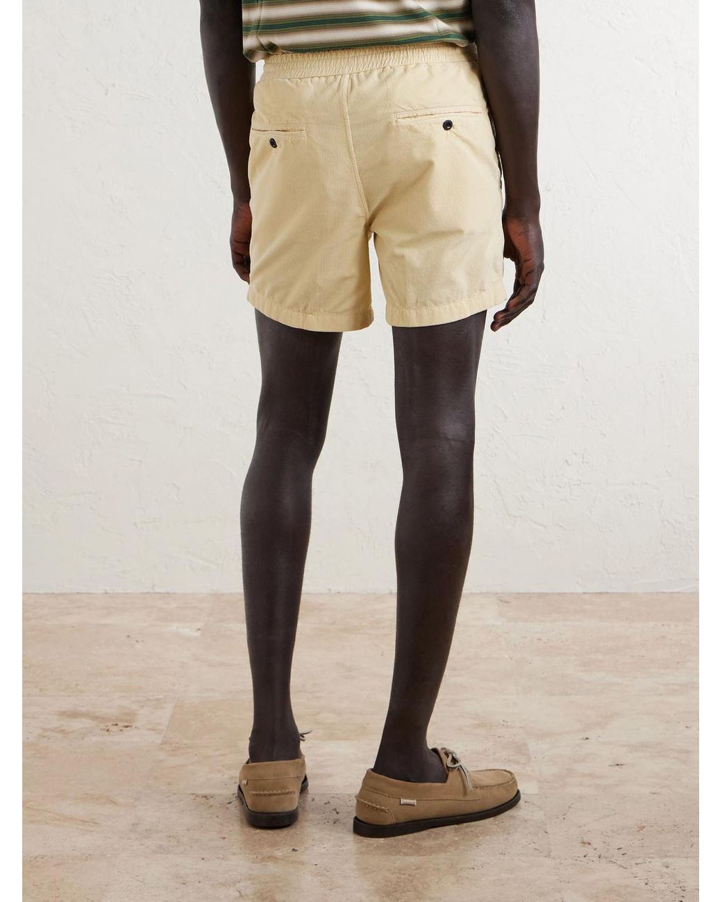 Slowear Natural Straight-Leg Cotton-Corduroy Drawstring Shorts for men