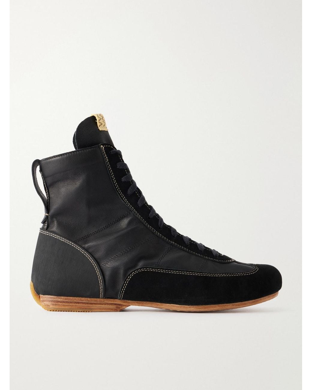 Visvim Black Mc Driver Suede-Trimmed Leather Lace-Up Boots for men