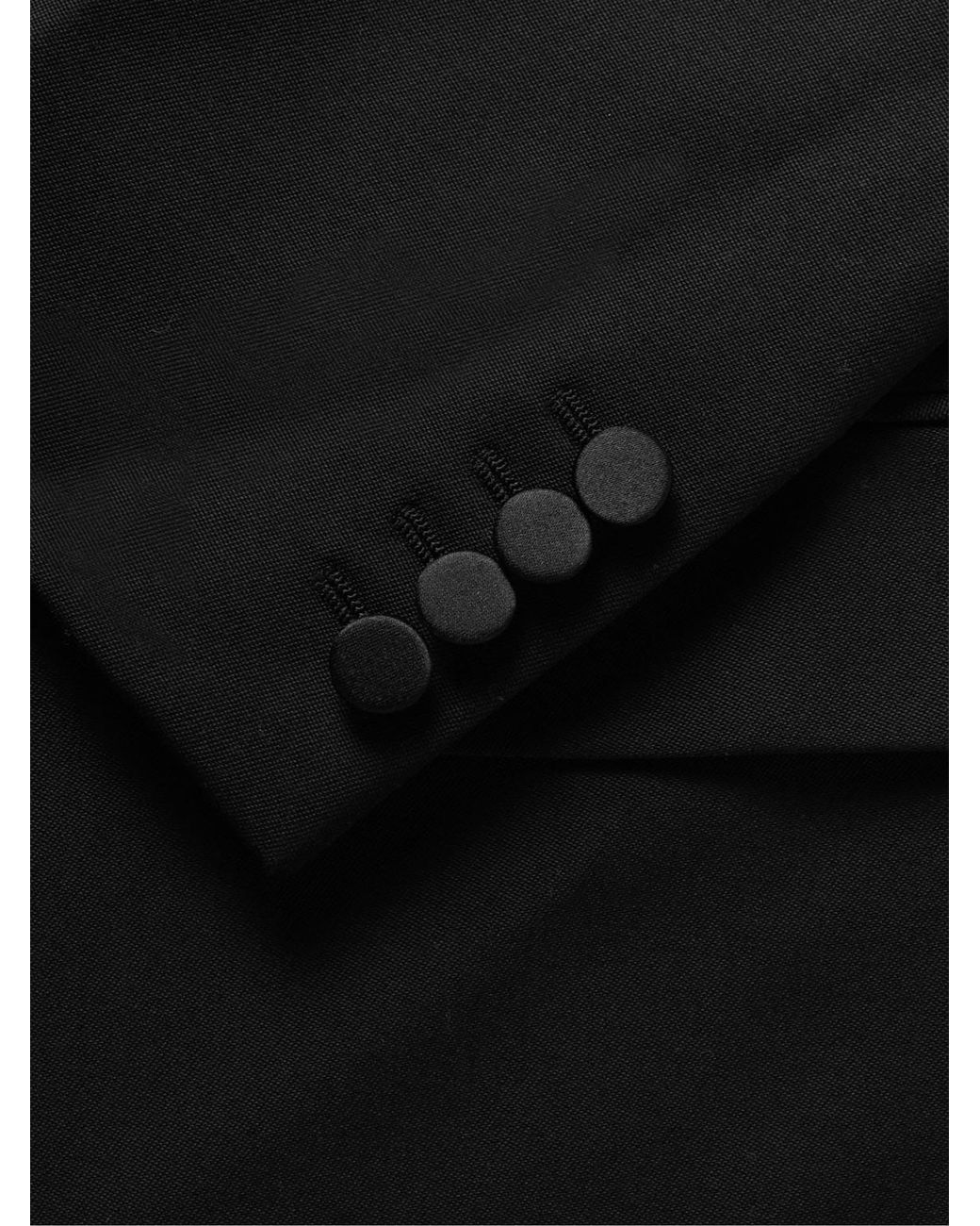Saint Laurent Black Slim-Fit Satin-Trimmed Wool Blazer for men