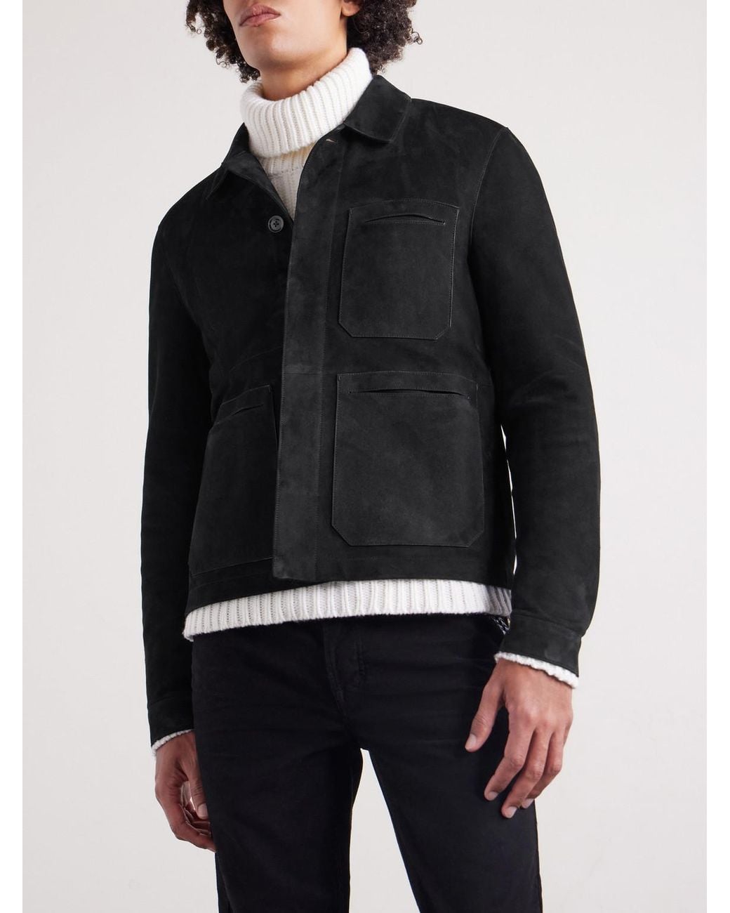 Tom Ford Blue Suede Field Jacket for men