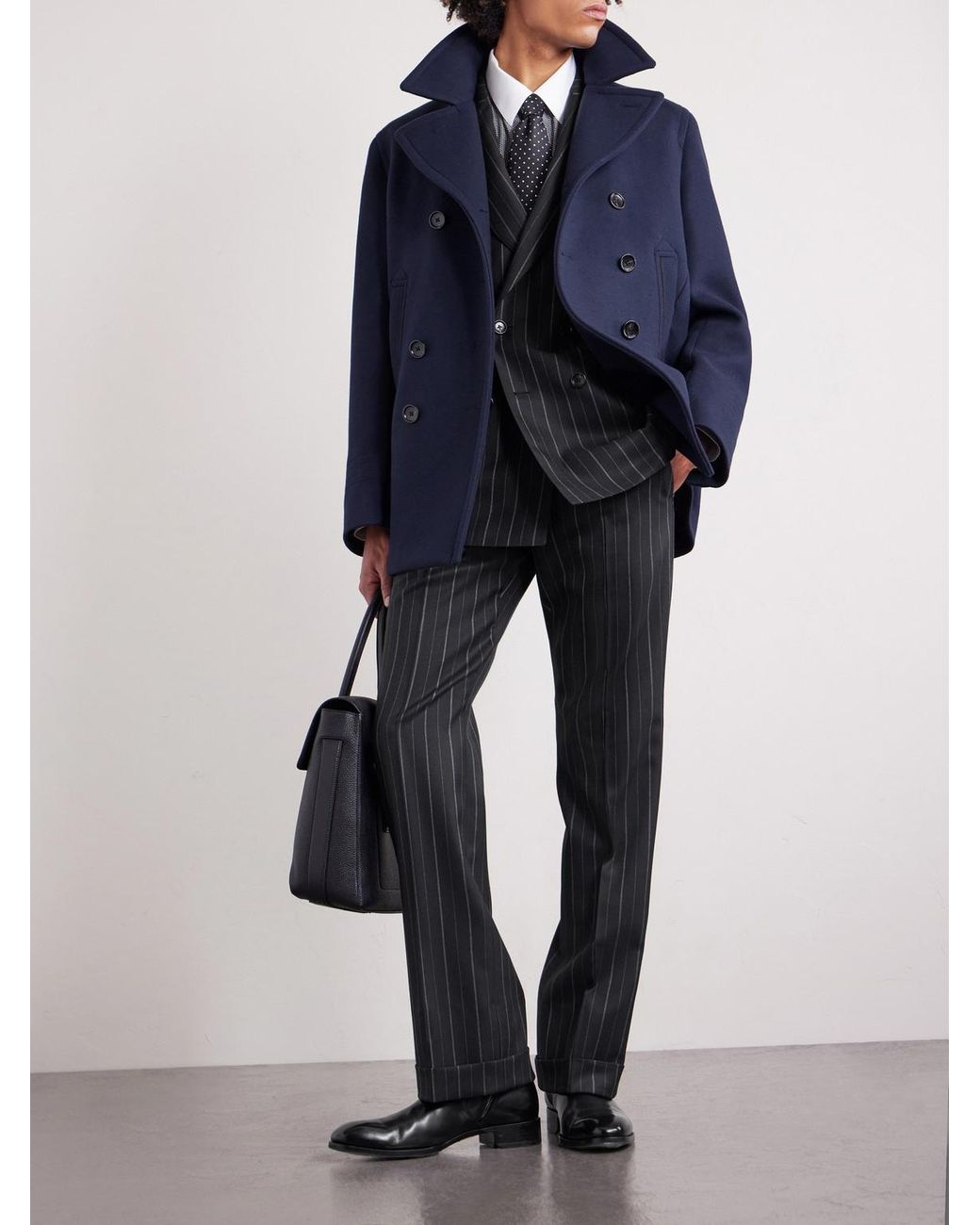 Tom Ford Gray Straight-Leg Pinstriped Wool-Twill Suit Trousers for men