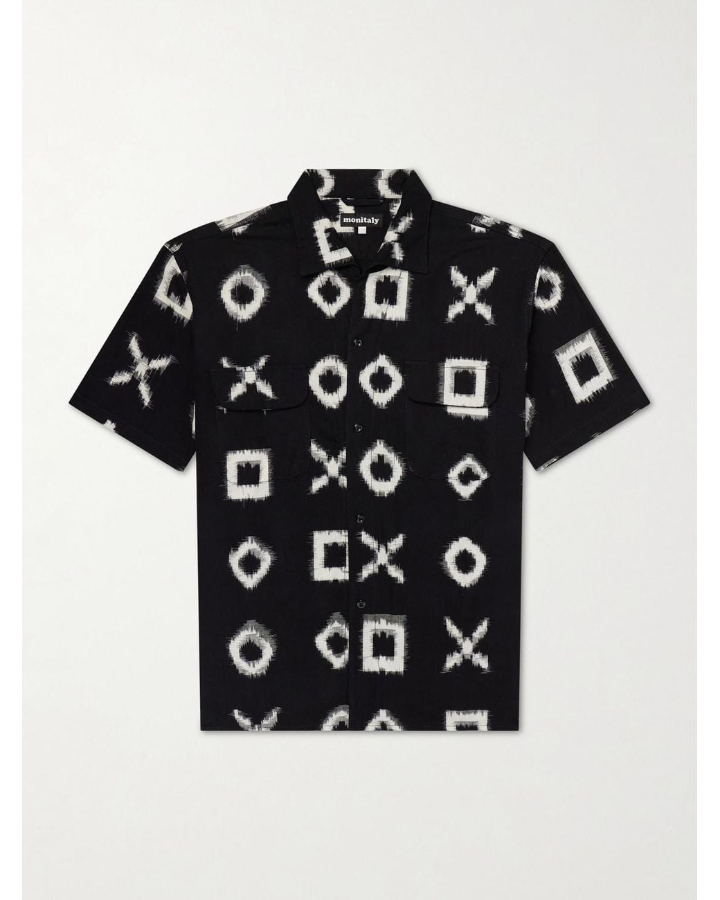 Monitaly Black Milano Cotton-Jacquard Shirt for men
