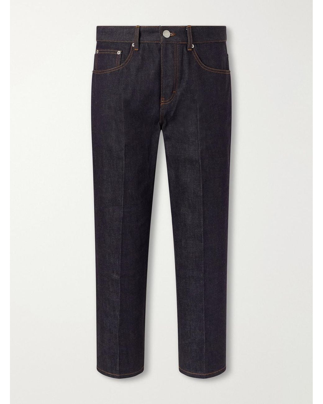 AMI Blue Parisian Straight-Leg Jeans for men