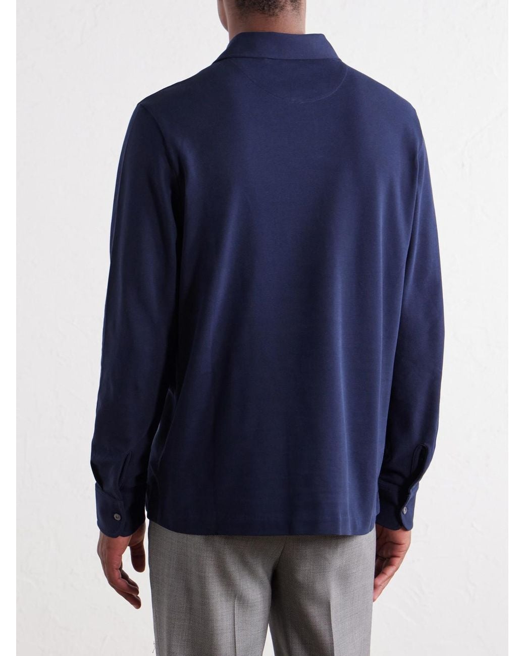 Mr P. Blue Cotton-Piqué Polo Shirt for men