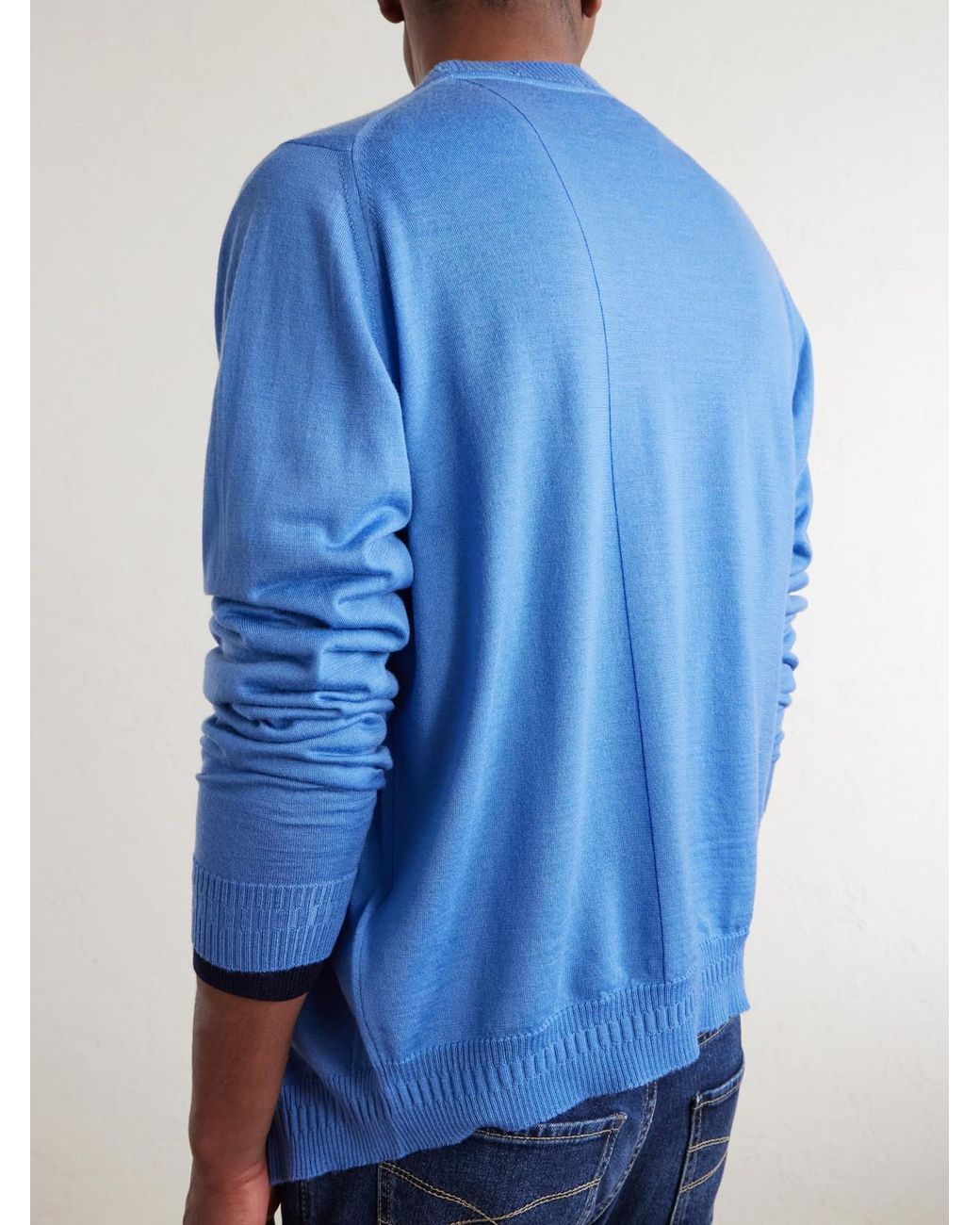 John Smedley Blue Bill Nighy Merino Wool Cardigan for men