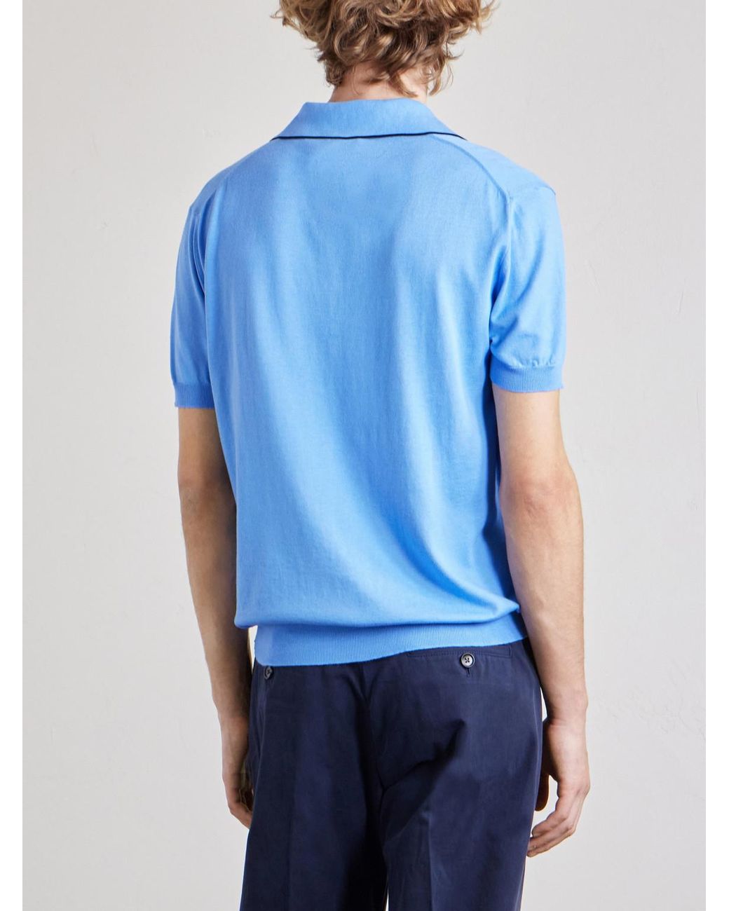 Tom Ford Blue Sea Island Cotton And Silk-Blend Polo Shirt for men