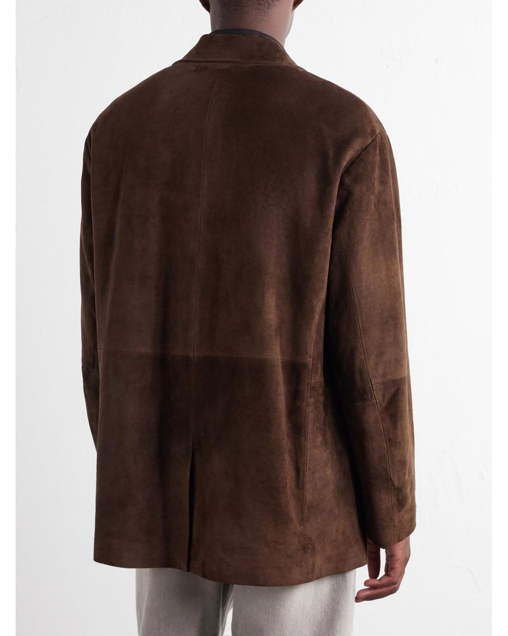 Ssstein Brown Panelled Suede Blazer for men