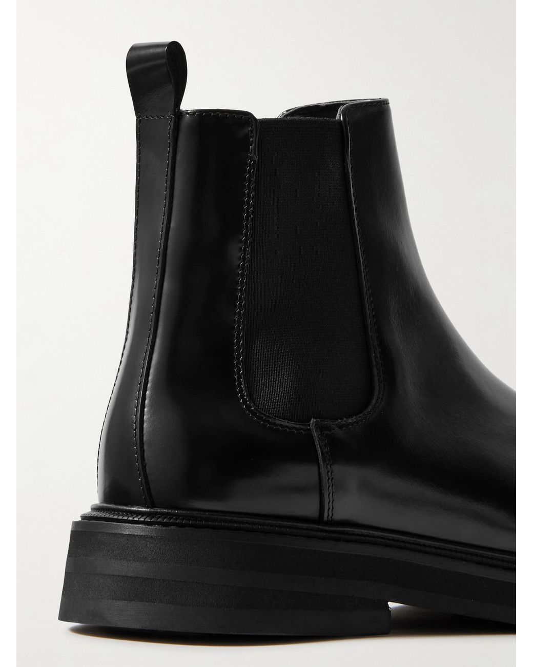 VINNY'S Black Officer Glossed-Leather Chelsea Boots for men