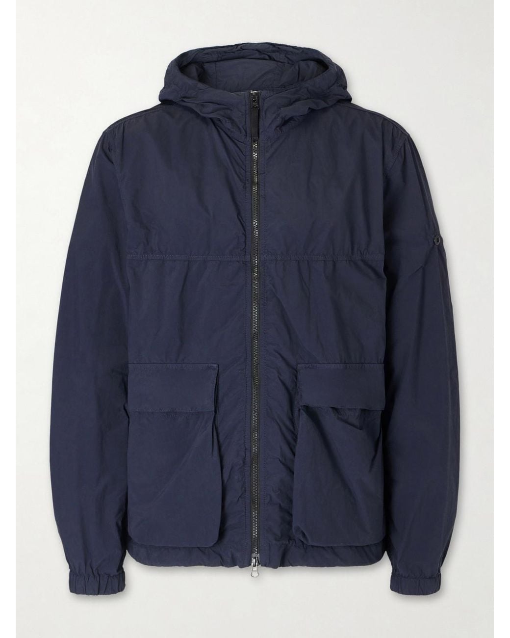 Stone Island Blue Hooded Brushed Recycled-Nylon Parka for men