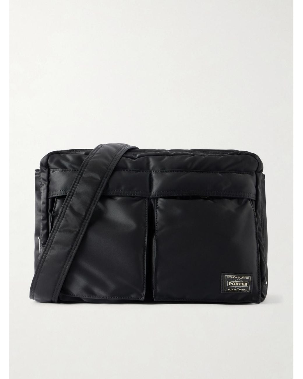 Porter-Yoshida and Co Black Tanker Sling Twill Messenger Bag for men