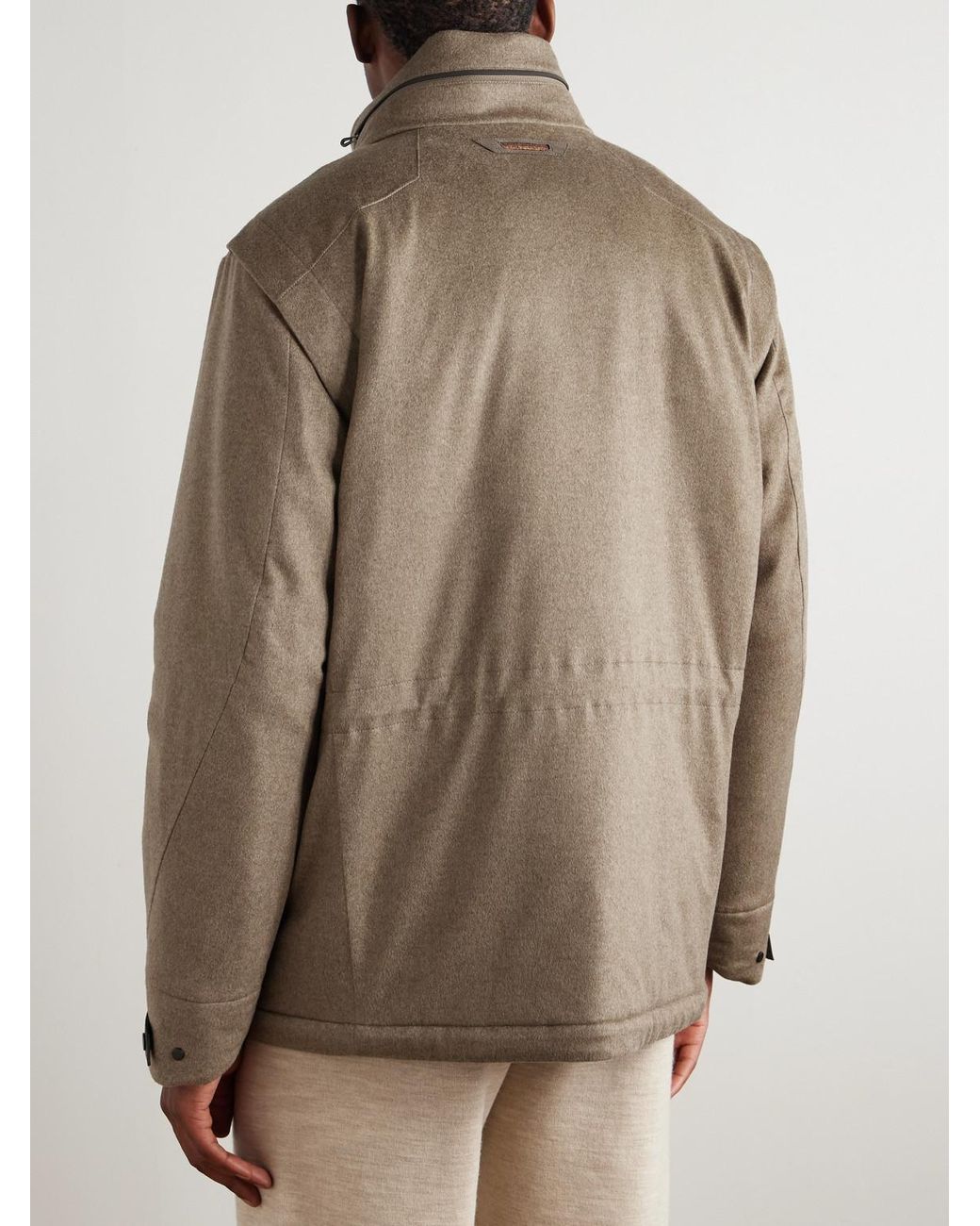 Sease Brown Uptown Padded Hooded Cashmere Jacket for men