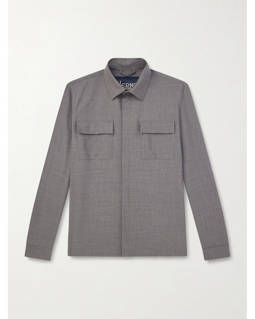Herno Gray Wool-Blend Overshirt for men