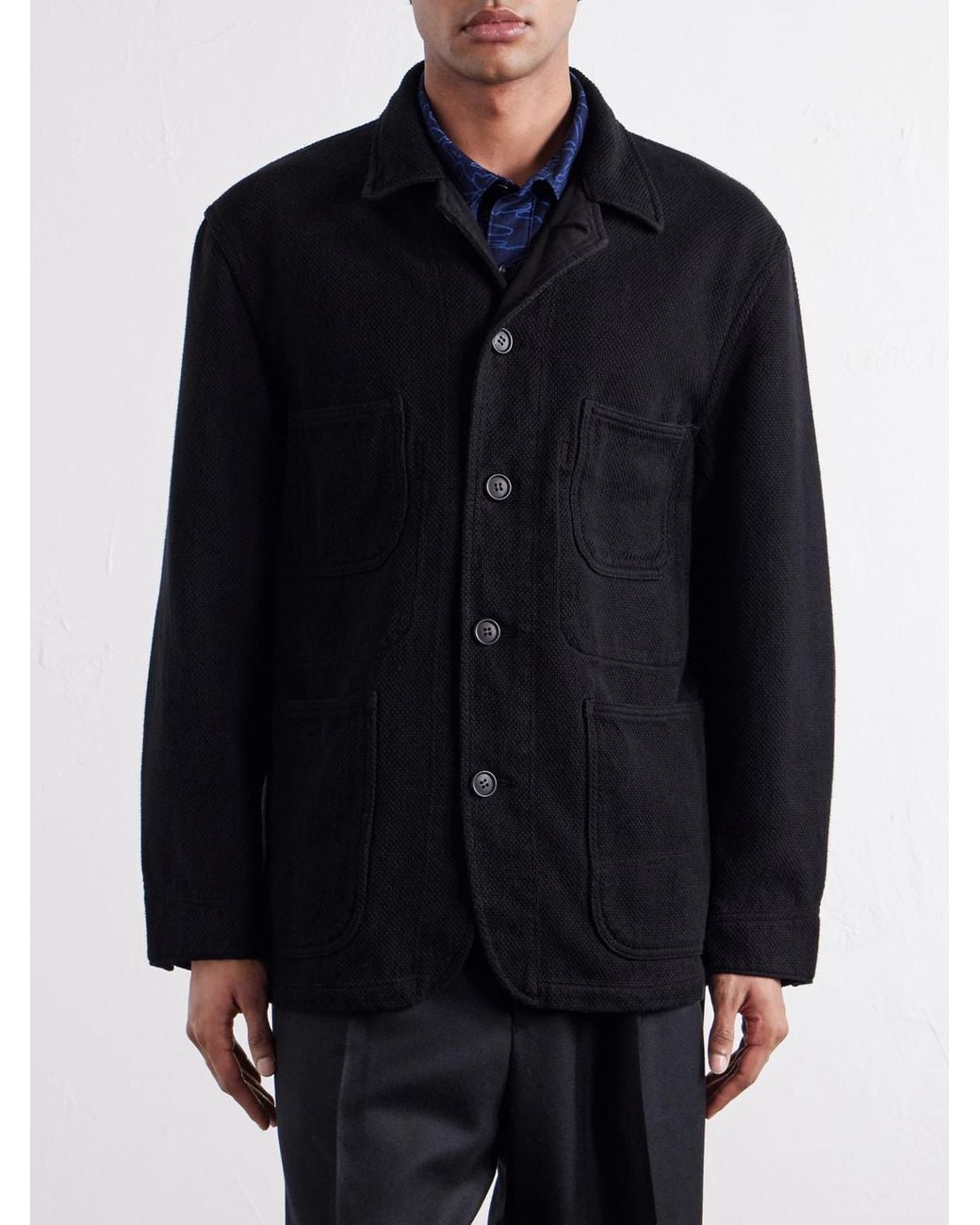 Blue Blue Japan Black Coverall Cotton-Sashiko Jacket for men