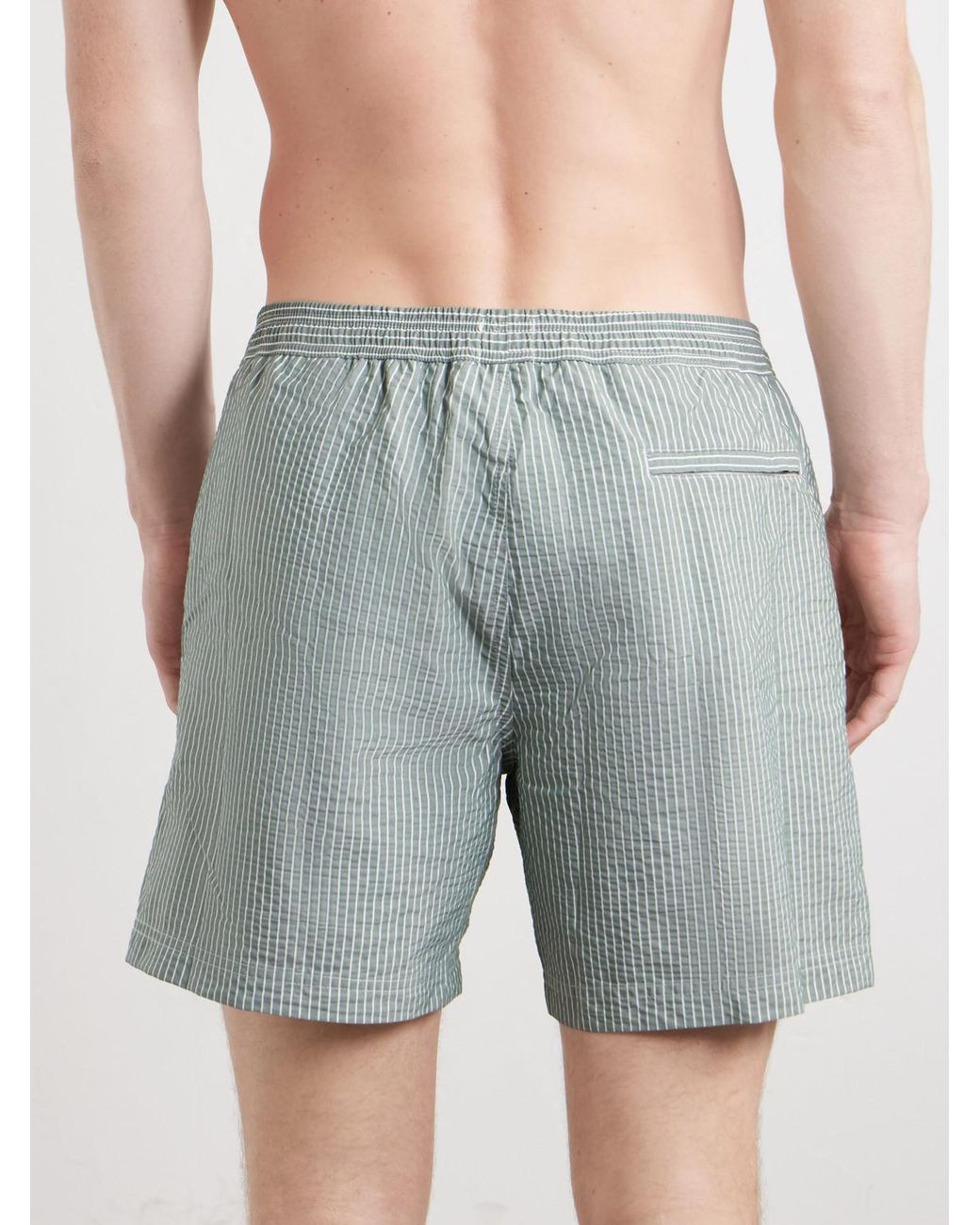 Sunspel Blue Straight-Leg Mid-Length Striped Swim Shorts for men