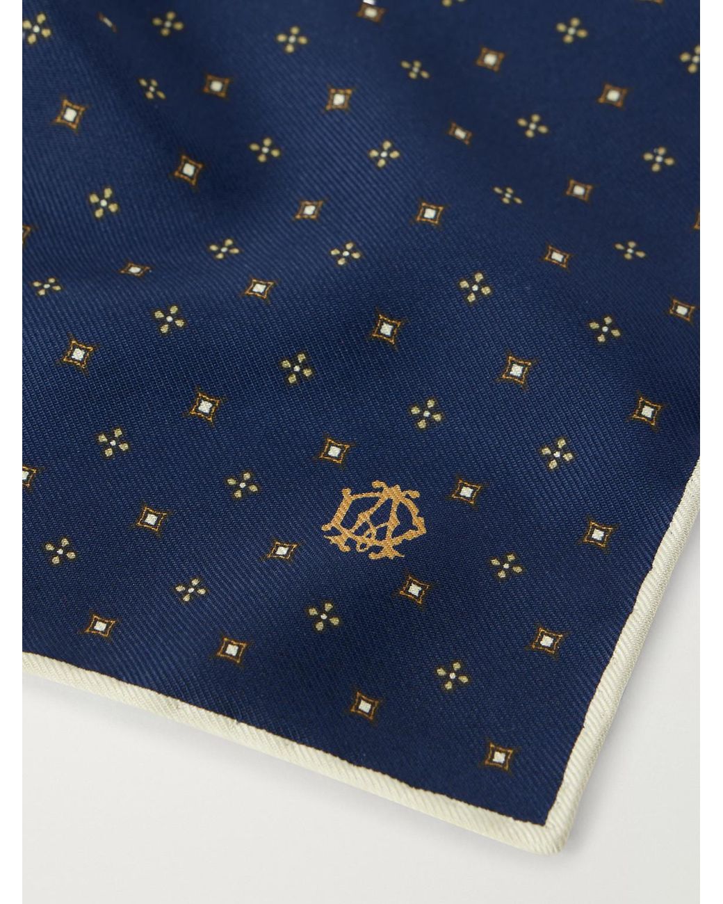 Dunhill Blue Floral-Jacquard Silk Pocket Square for men