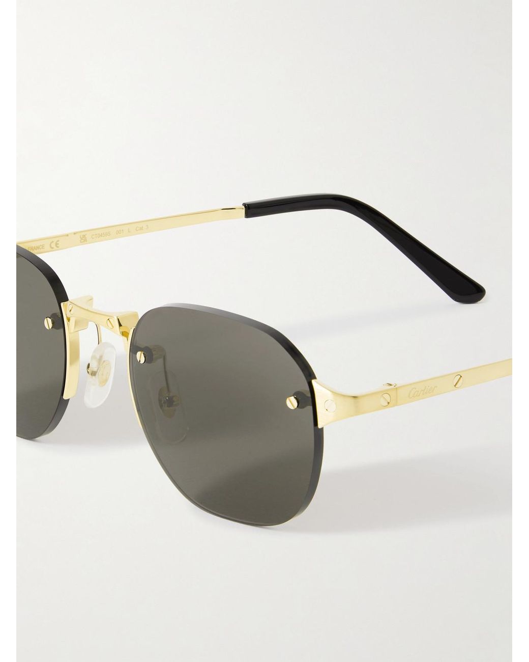 Cartier Metallic Santos De Cartier Rimless Round-Frame-Tone Metal Sunglasses for men