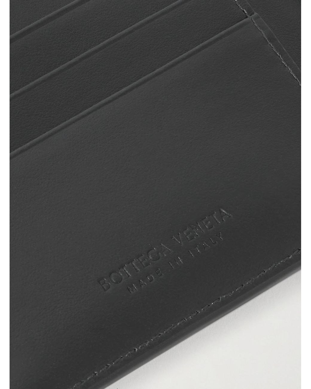 Bottega Veneta Black Intrecciato Leather Billfold Wallet for men