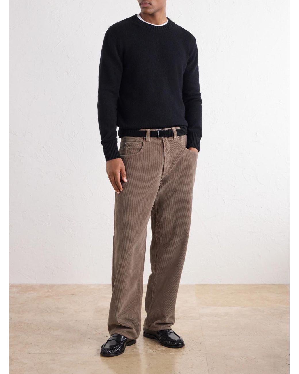 AMI Blue Logo-Embroidered Cashmere And Wool-Blend Sweater for men