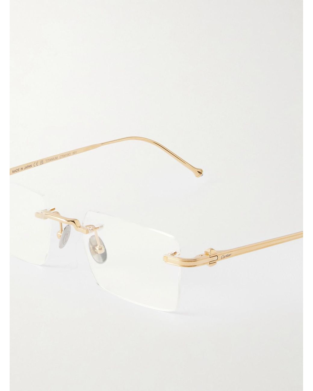 Cartier Natural Pasha Square-frame Gold-tone Glasses for men