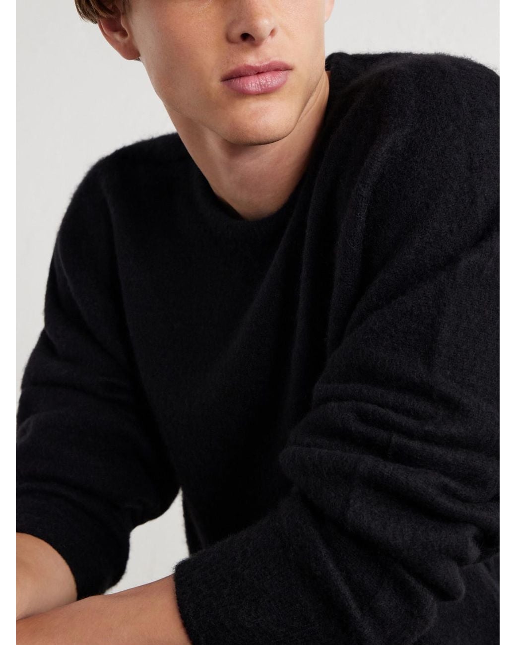 A.PRESSE Blue Brushed Cashmere Sweater for men