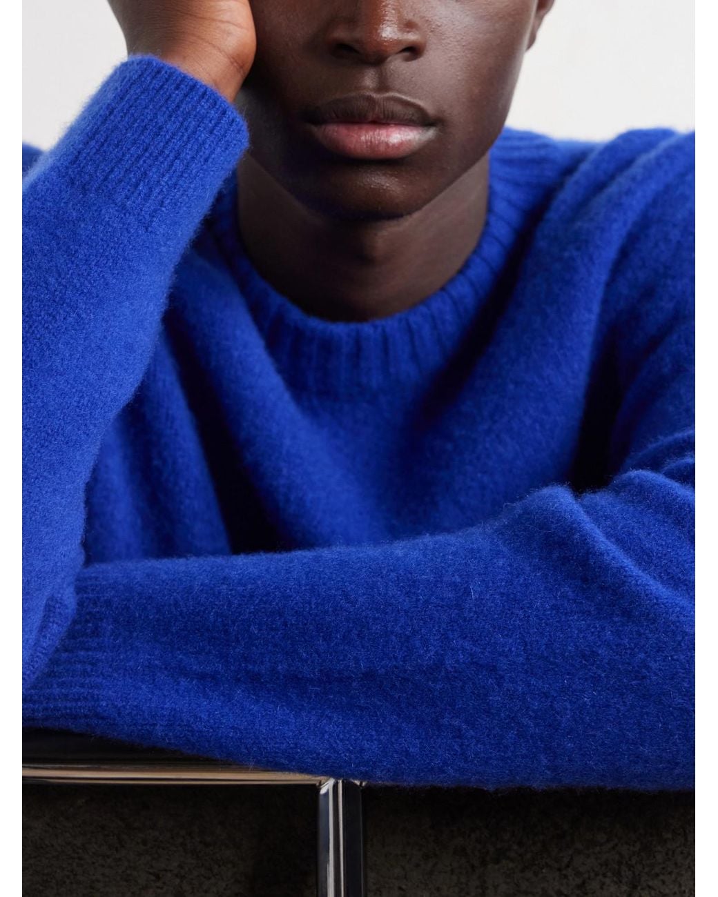 Mr P. Blue Brushed-Cashmere Sweater for men