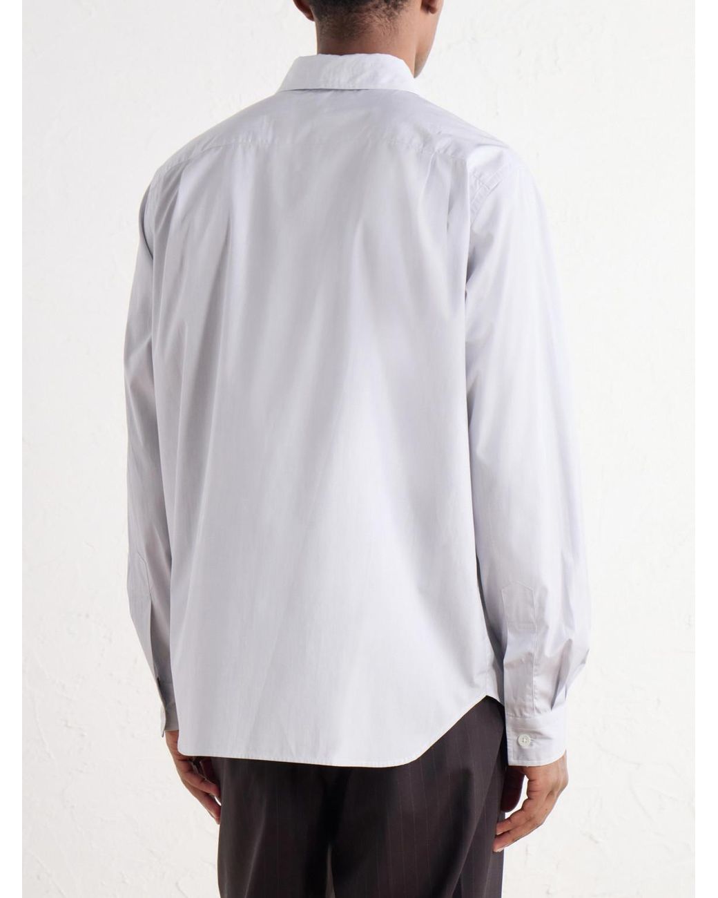 Margaret Howell White Point-Collar Pinstriped Cotton-Poplin Shirt for men