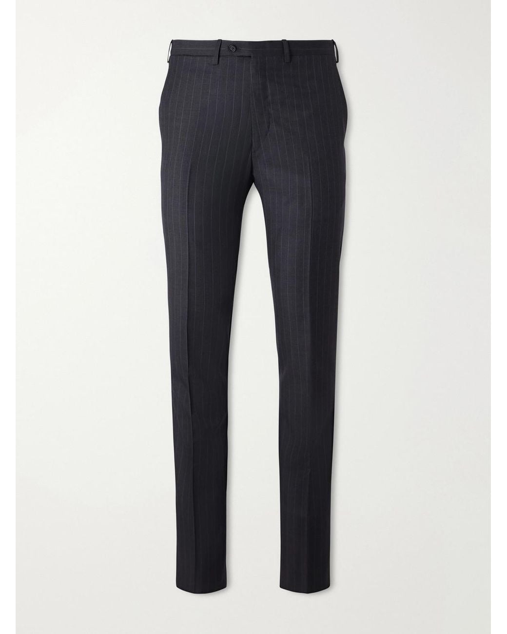 Kiton Blue Straight-Leg Pinstriped Wool Suit Trousers for men
