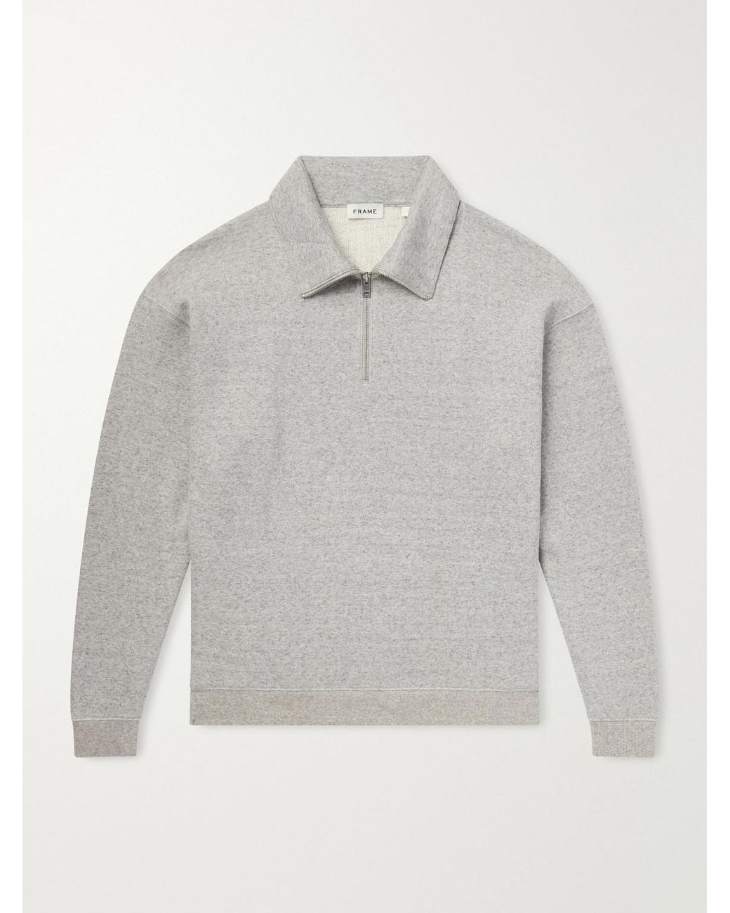 FRAME Gray Cotton And Lyocell-Blend Jersey Half-Zip Sweatshirt for men