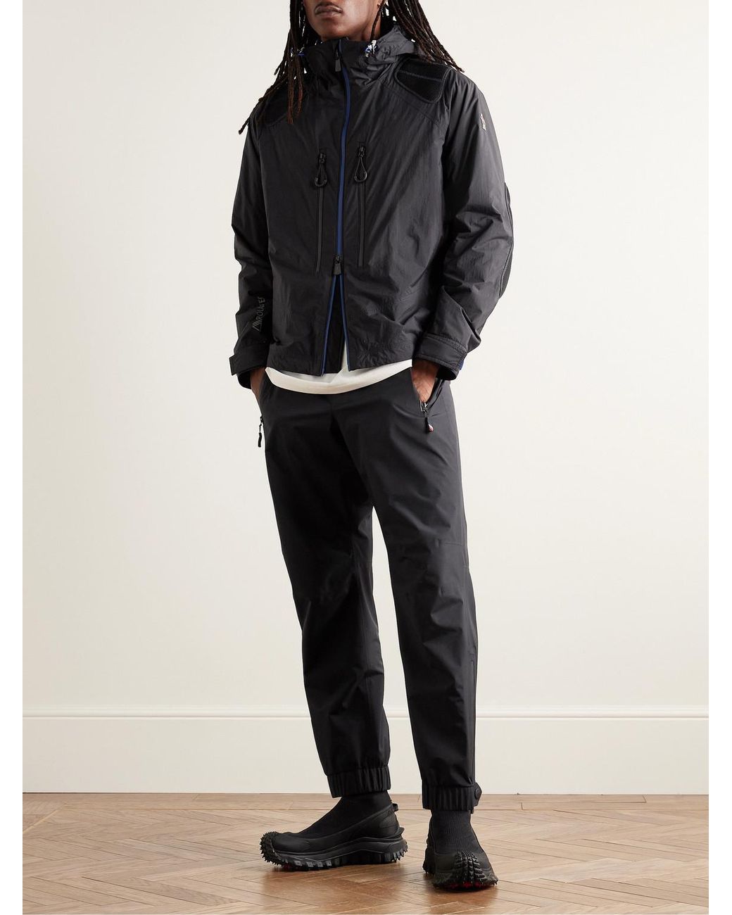 Moncler Black Vert Logo-appliquéd Polartec® Alpha® Crinkled-shell And Mesh Hooded Jacket for men