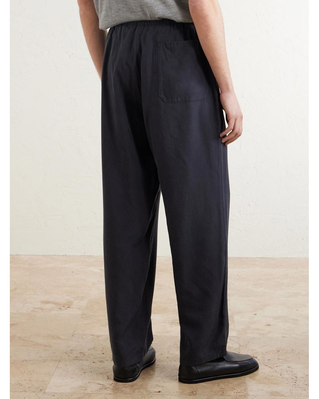 Kaptain Sunshine Blue Straight-leg Silk-gabardine Drawstring Trousers for men