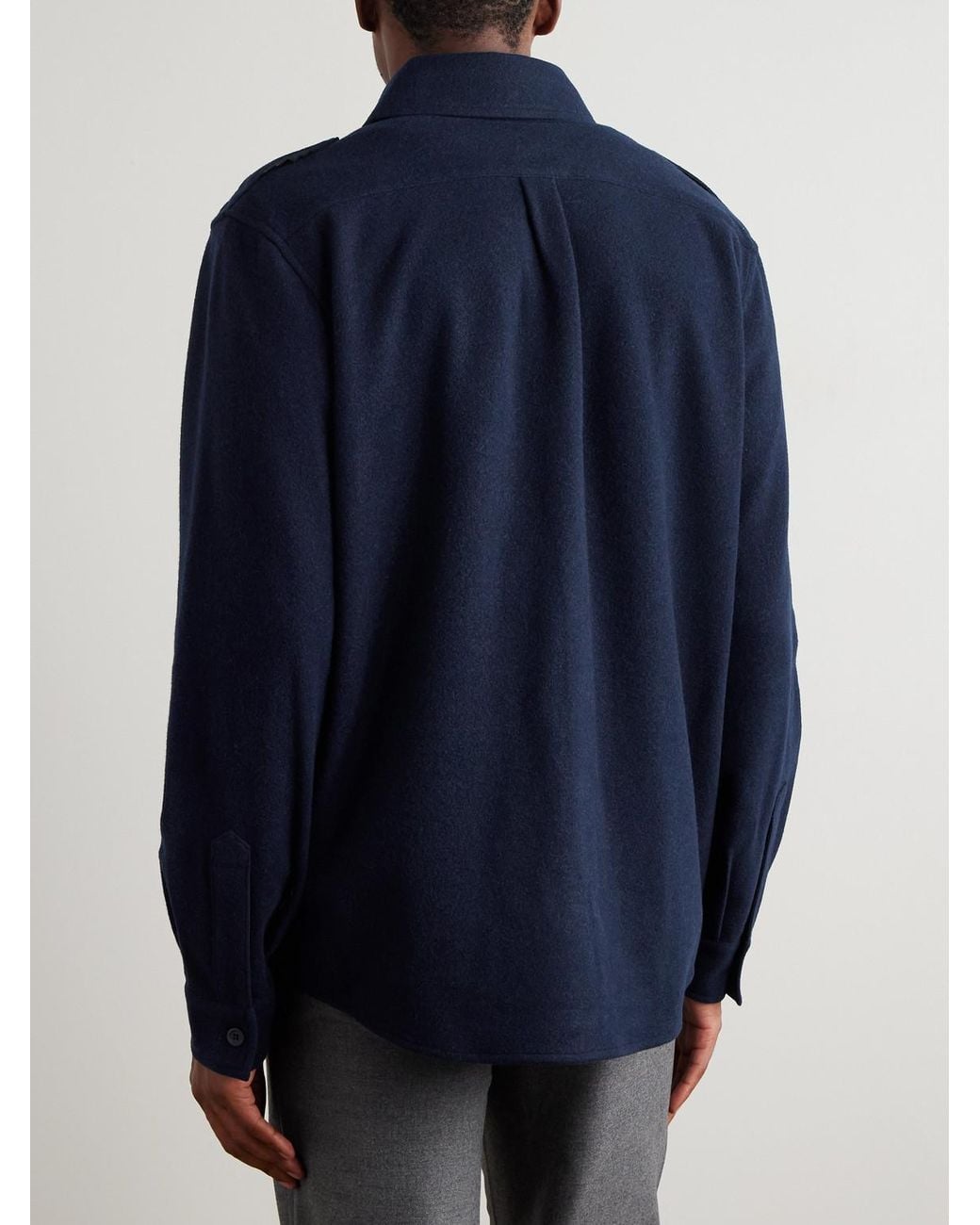 Sease Blue Wool-Blend Shirt for men