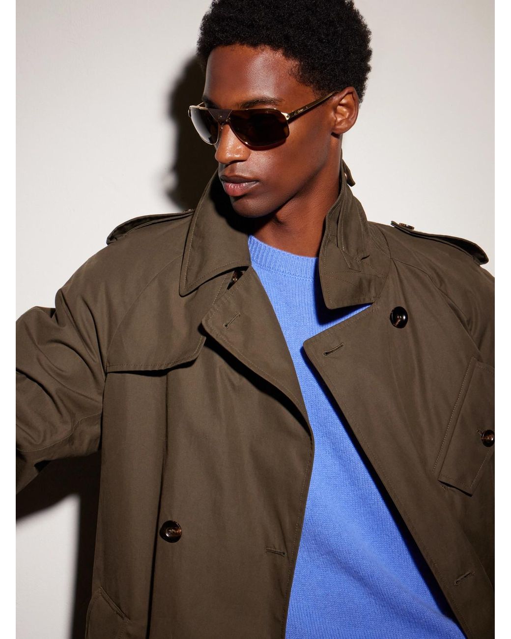 Cartier Brown Santos De Cartier Aviator-Style Leather-Trimmed-Tone Sunglasses for men