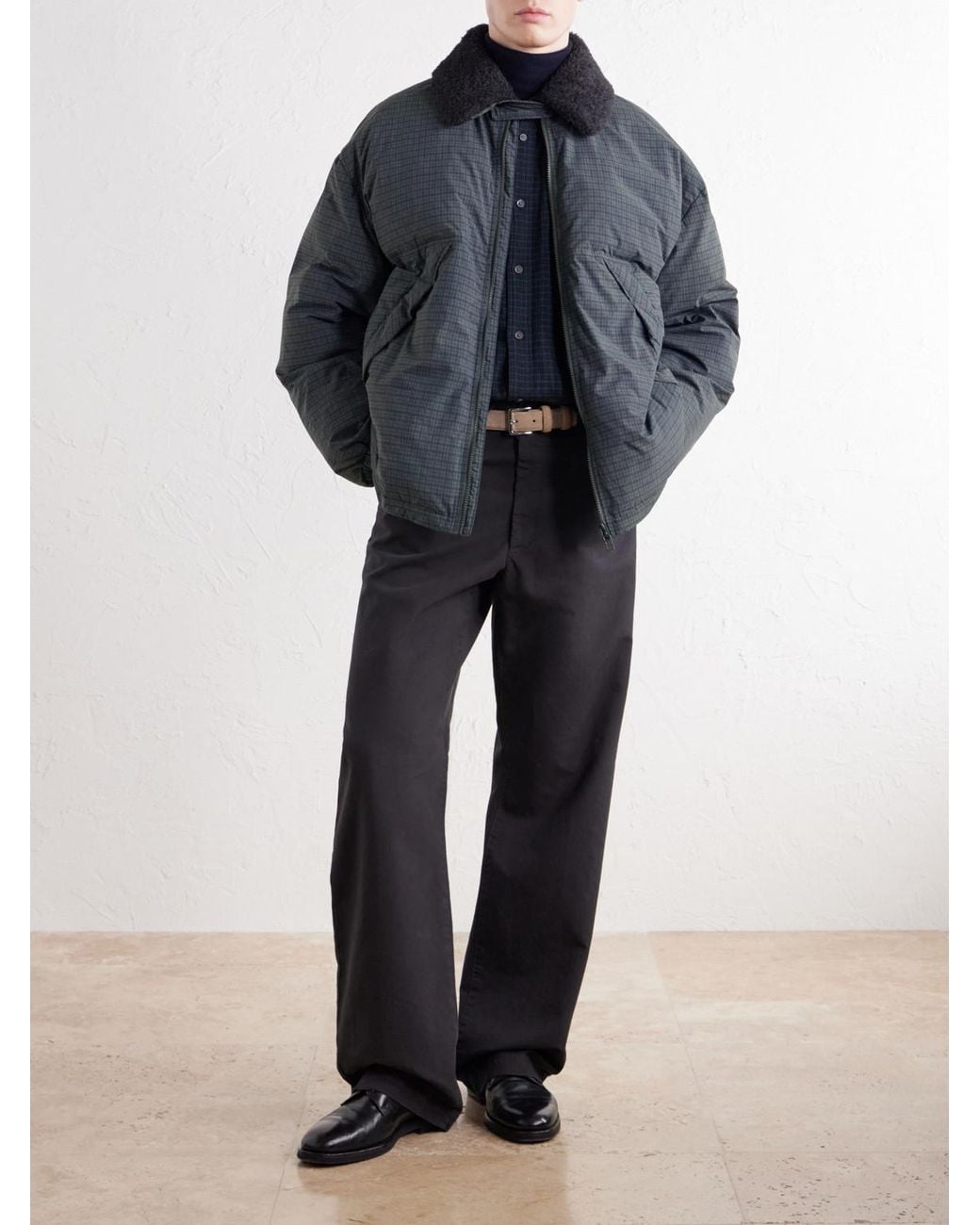 A Kind Of Guise Blue Esca Checked Cotton, Alpaca And Mohair-Trimmed Shell Down Jacket for men
