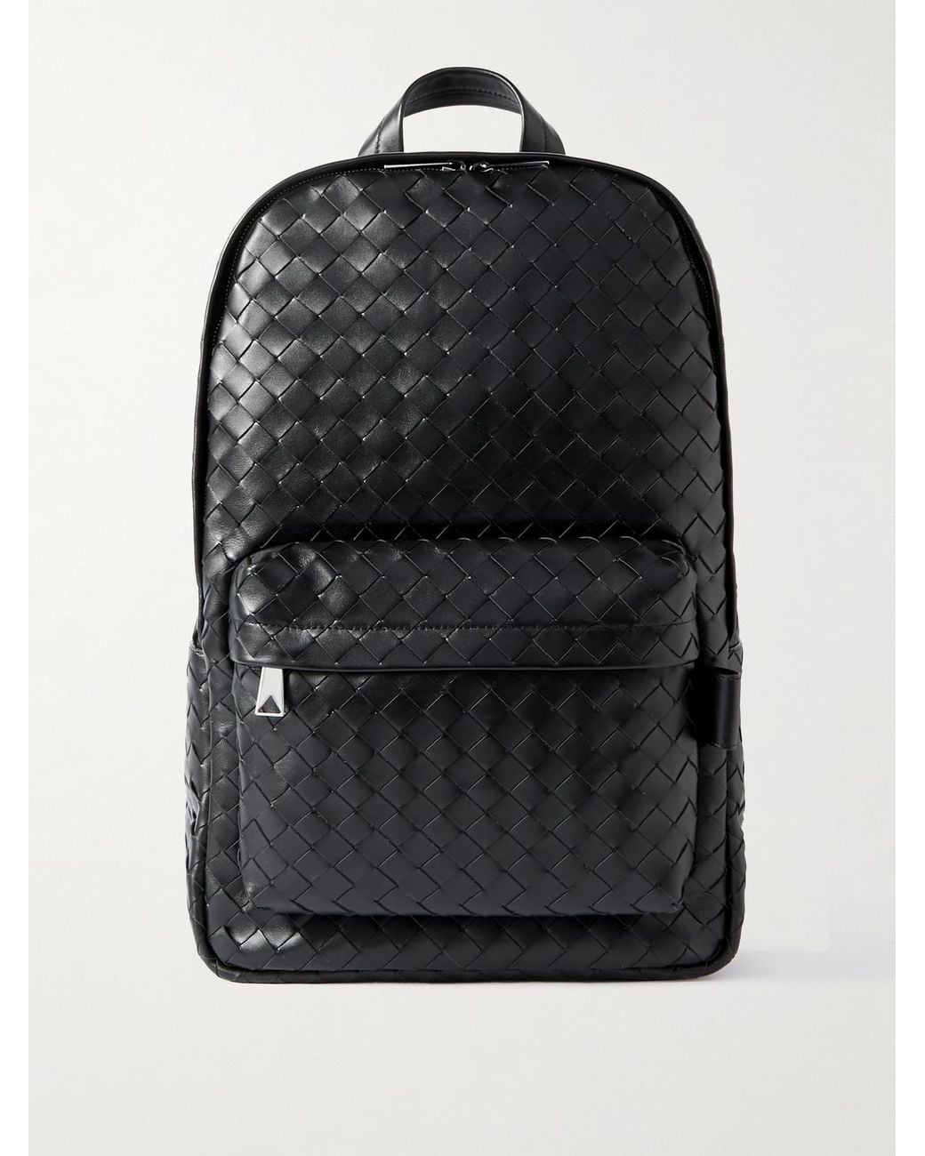 Bottega Veneta Black Avenue Intrecciato Leather Backpack for men