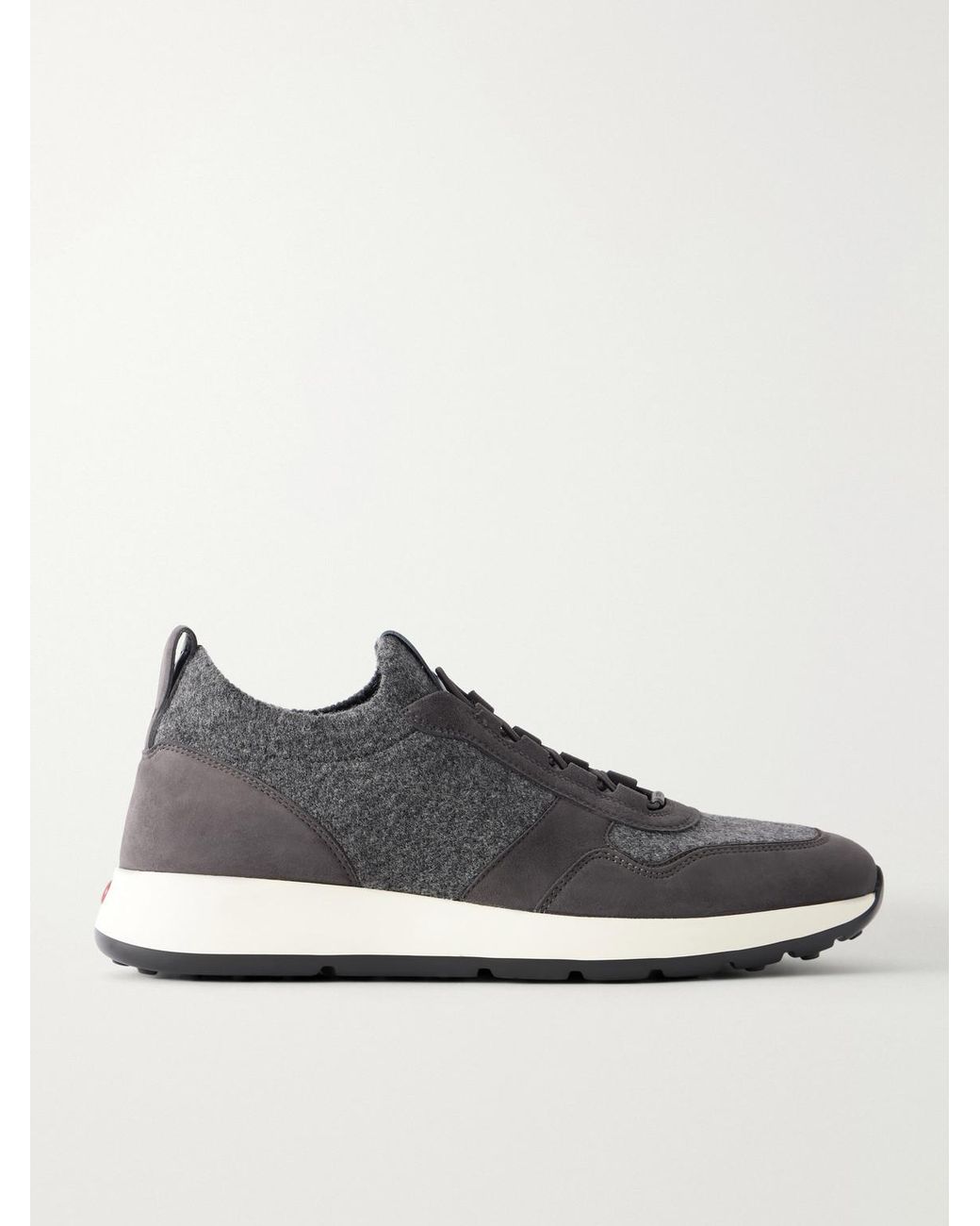 Tod's White Suede-Trimmed Wool-Knit Sneakers for men