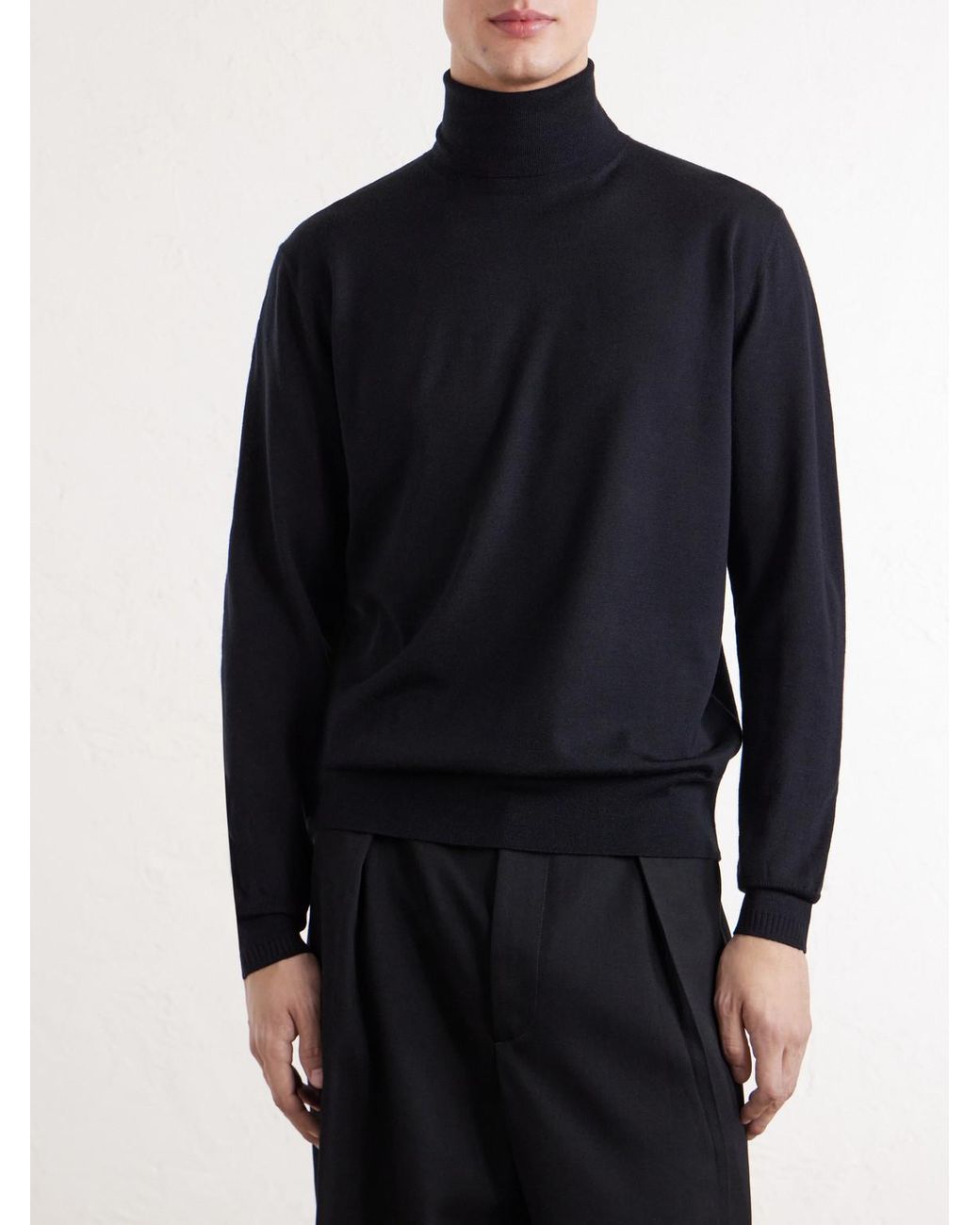 Dries Van Noten Blue Merino Wool Rollneck Sweater for men