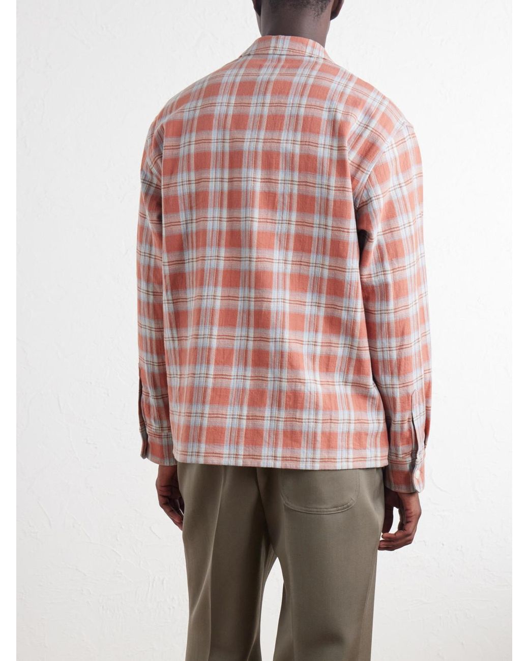 Second Layer Pink Checked Cotton-flannel Shirt for men