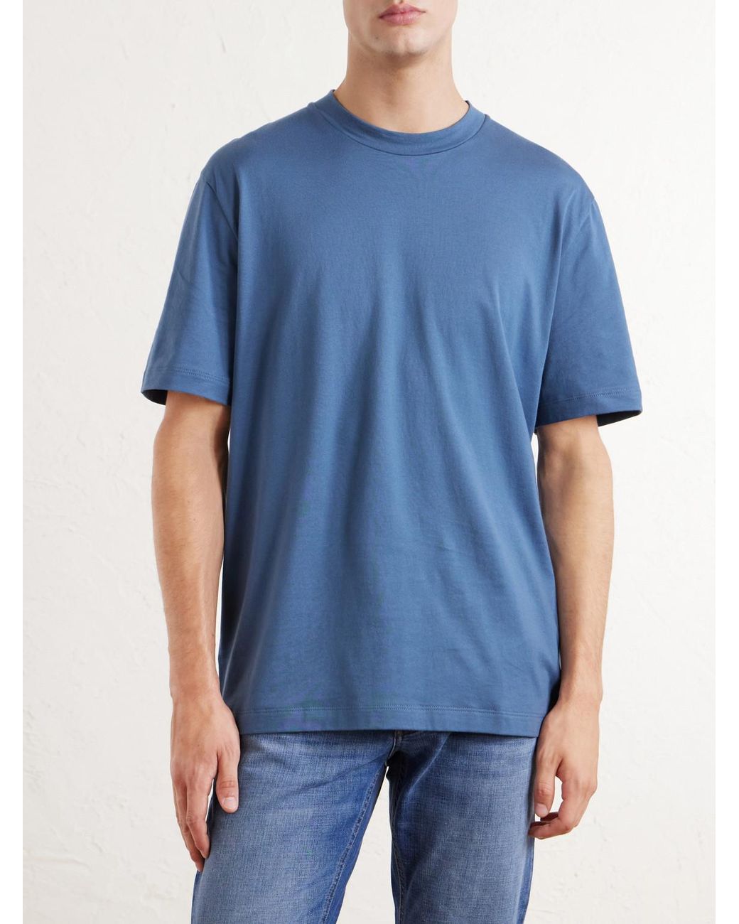 Brioni Blue Cotton-Jersey T-Shirt for men