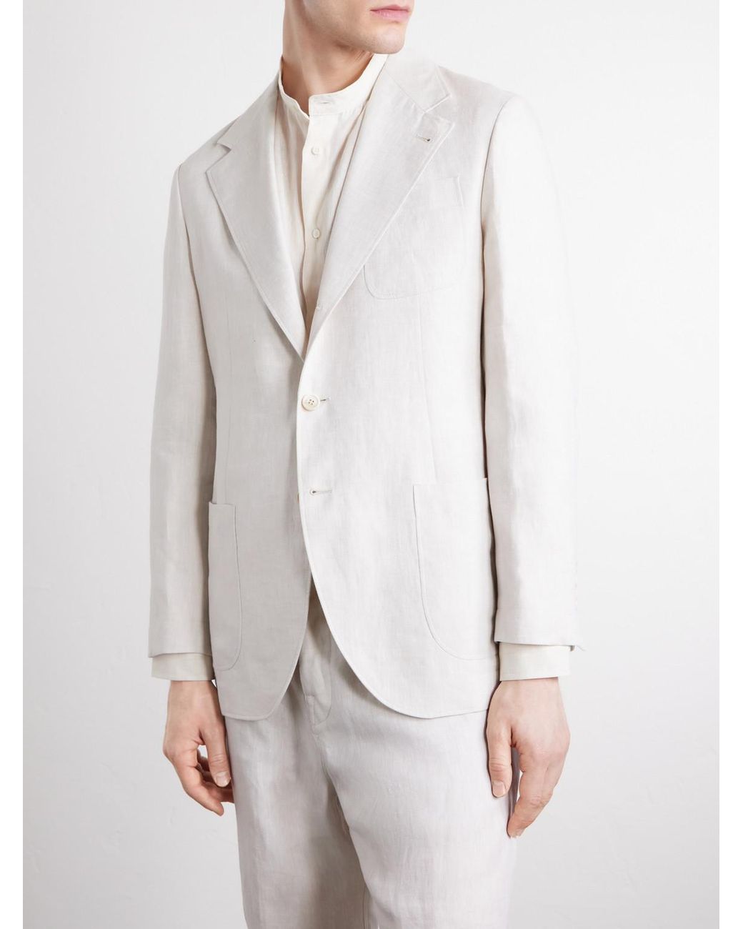 Brunello Cucinelli White Linen-Twill Suit Jacket for men
