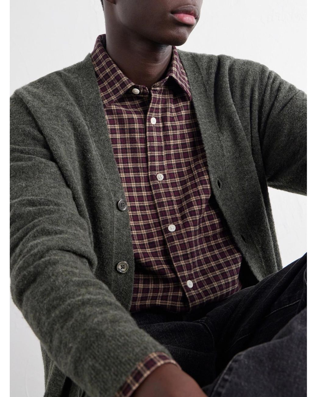 NN07 Brown Deon 5465 Checked Organic Cotton-Flannel Shirt for men