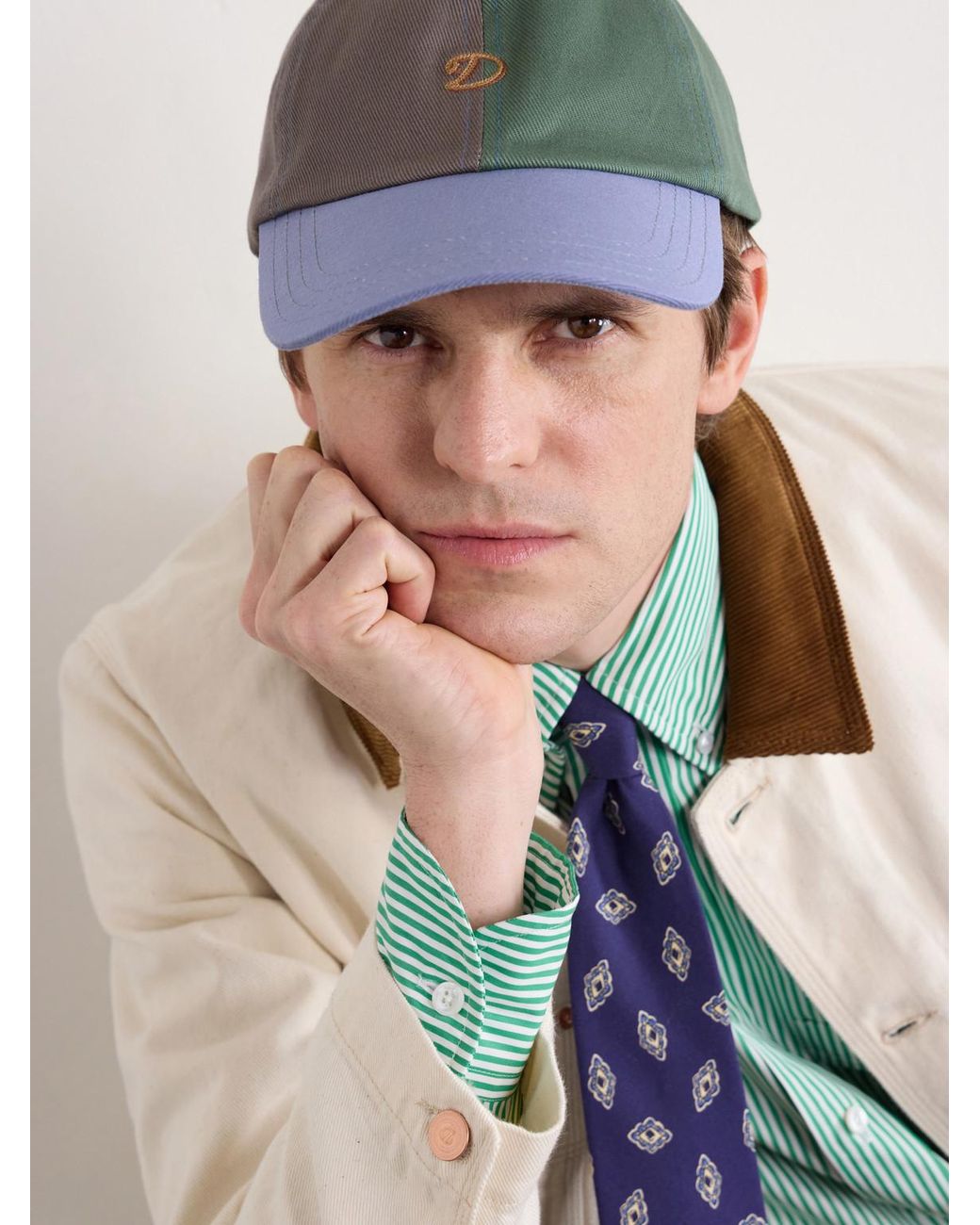 Drake's Natural Logo-Embroidered Cotton-Twill Baseball Cap for men