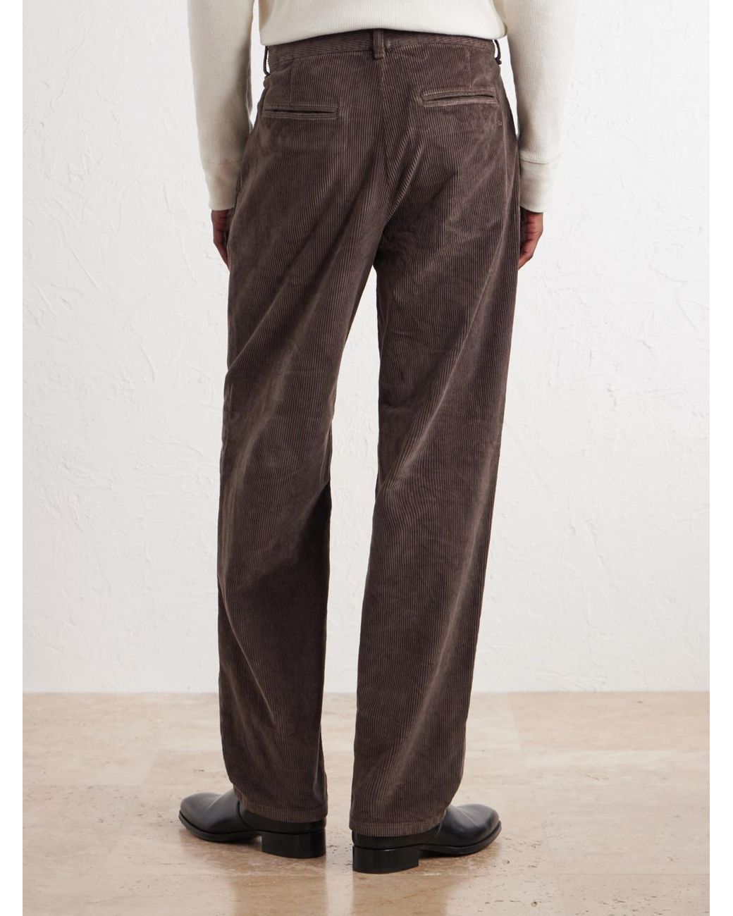 Rag & Bone Brown Wide-Leg Pleated Cotton-Blend Corduroy Trousers for men