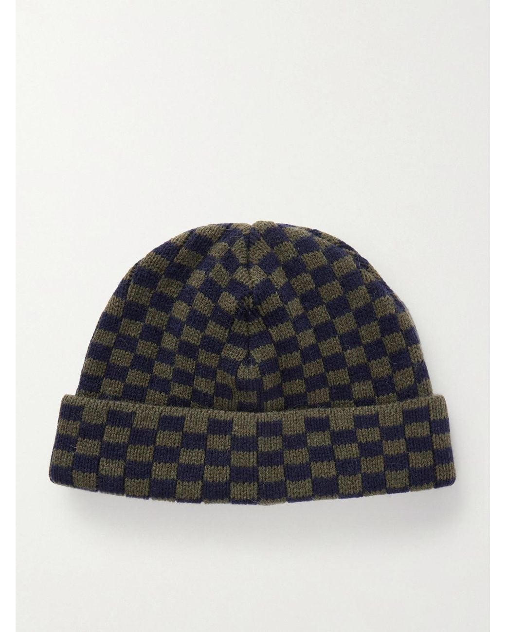 A Kind Of Guise Black Ajedrez Checkerboard Alpaca And Merino Wool-Blend Beanie for men