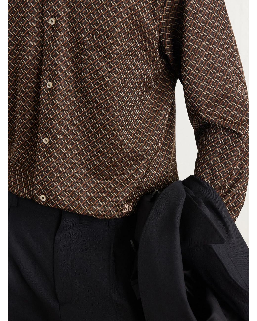 Wales Bonner Brown Doshi Button-Down Jacquard-Knit Shirt for men