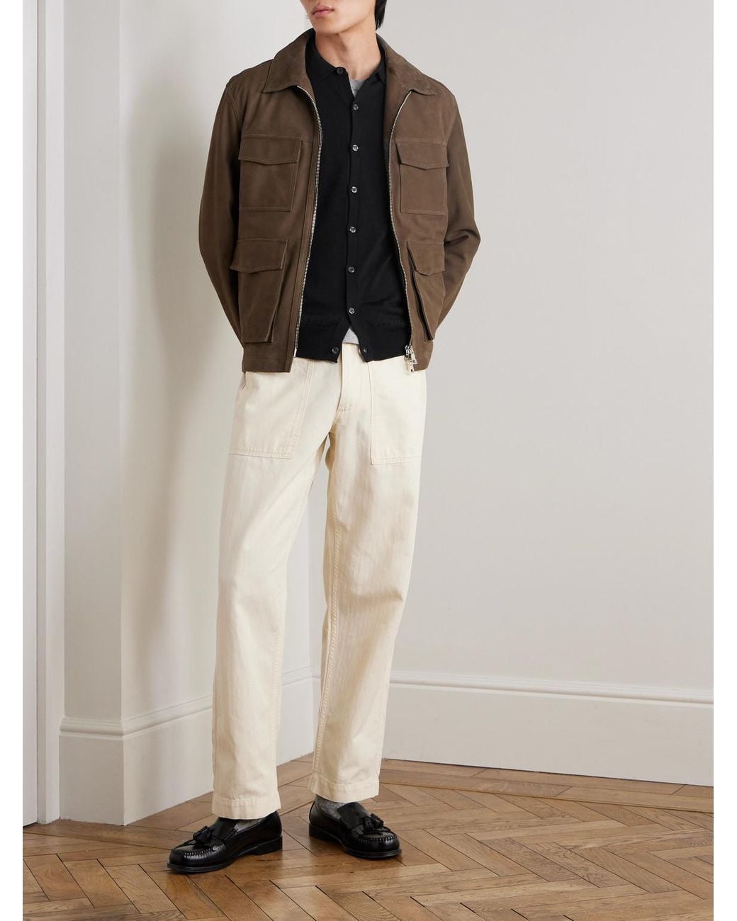 John Smedley Blue Tibor Merino Wool Cardigan for men