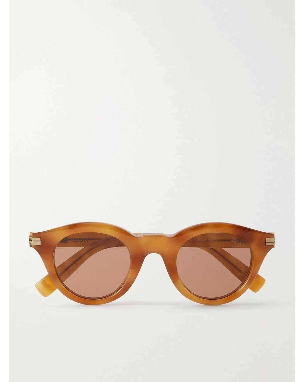 Zegna Brown Round-frame Acetate Sunglasses for men