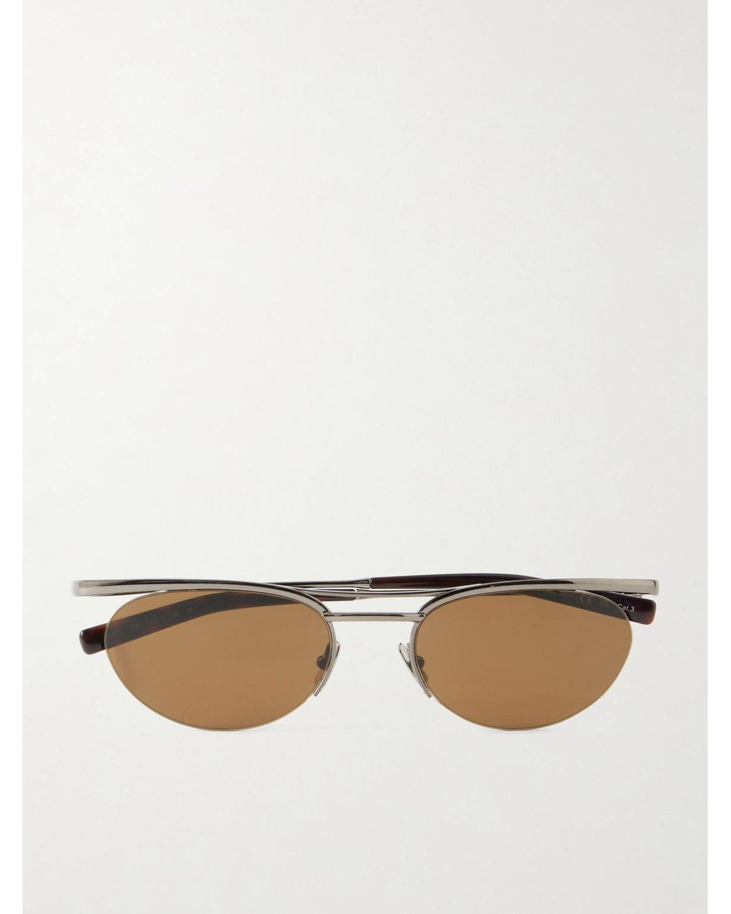 Saint Laurent Natural Double-bridge Round-frame Silver-tone Metal Sunglasses for men