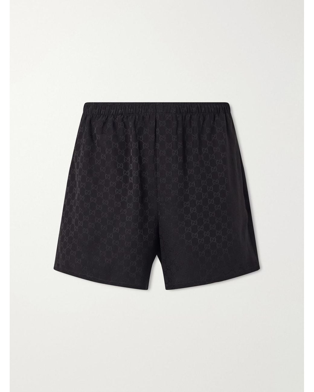 Gucci Blue Straight-Leg Logo-Jacquard Silk Shorts for men